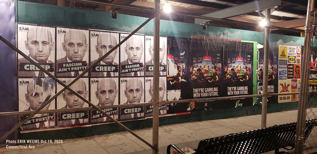 No Kings Protest March posters on Connecticut Ave