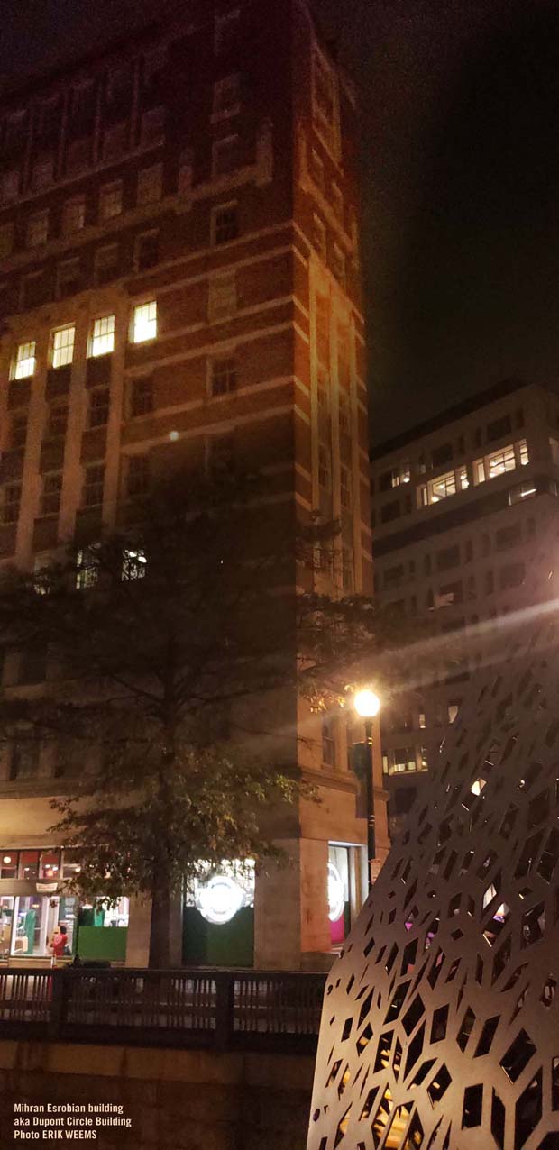 Mihran Esrobian Building - aka the Dupont Circle Building at night