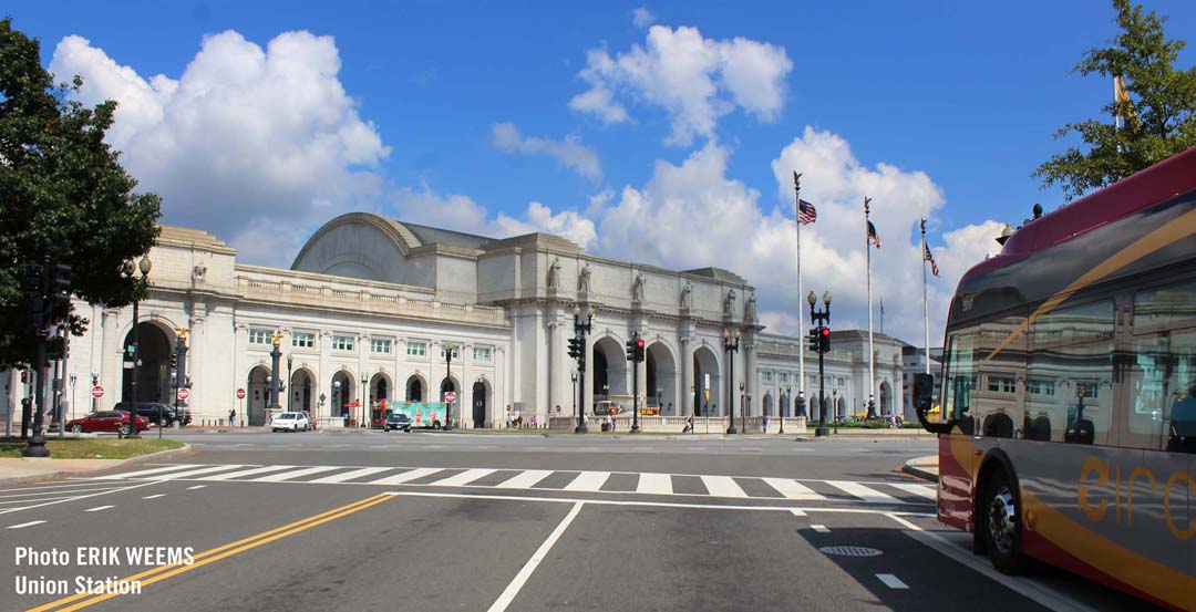 Union STation under sunny blue skies