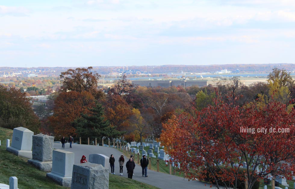 Arlington Cemetery looking to the Pentagon and Washington DC