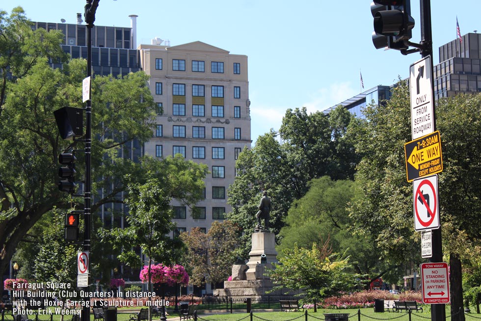 Farragut Square with Vinnie Hoxie Statue in middle