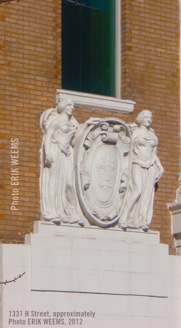 Two statue women 1331 H Street, approximately
