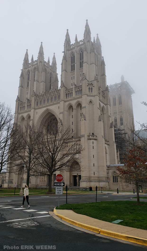 Fog around National Cathedral