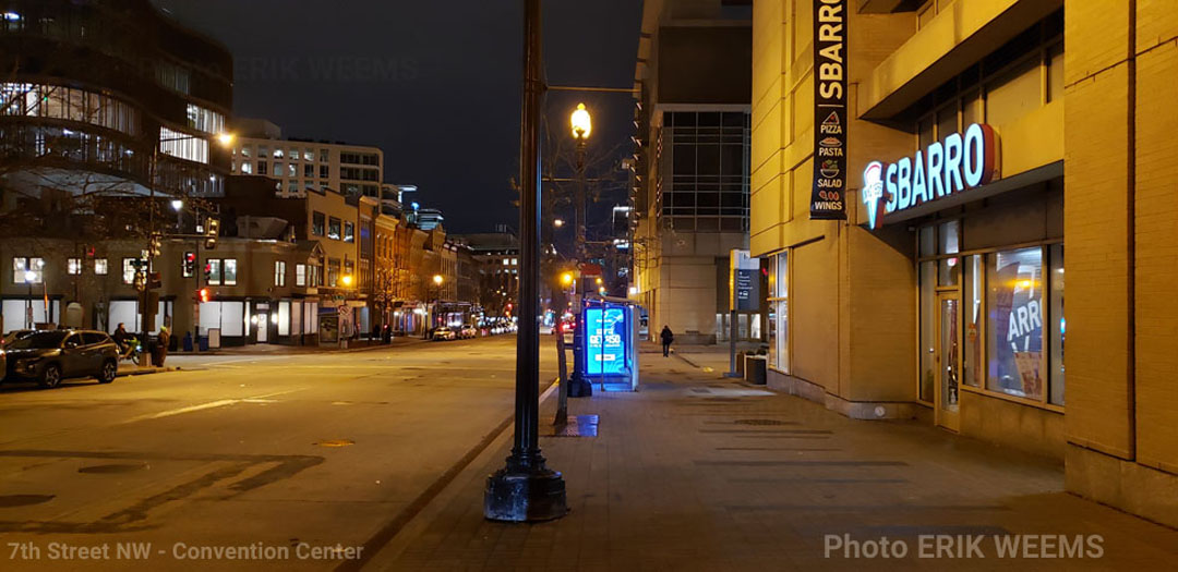 Night Time on 7th street by the Convention Center Sbarro