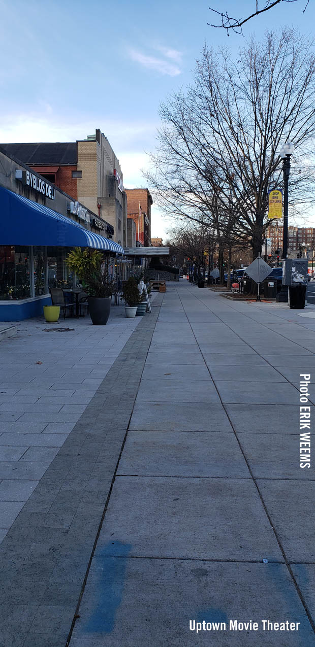 Sidewalk by the Uptown Movie Theater