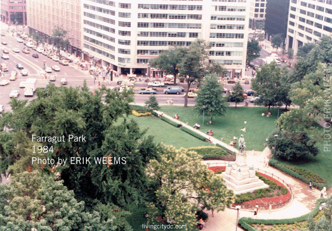 Ariel Farragut Park 1984 Washington DC  from air