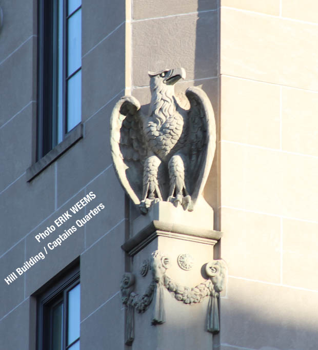 Eagle on the walls of the Hill Building AKA Captains Quarters at 17th and Eye Street NW