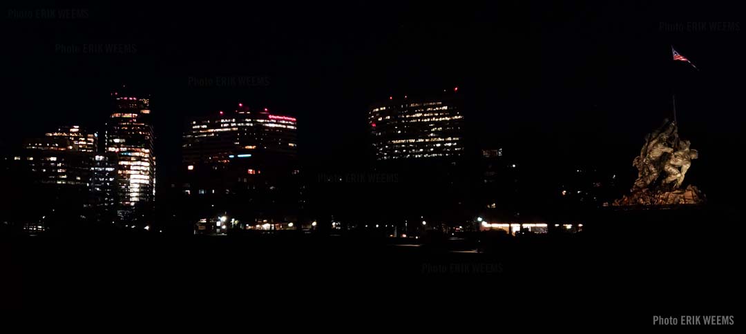 The Iwo Jima Marine Corps Memorial and Arlington, Meade Park at night