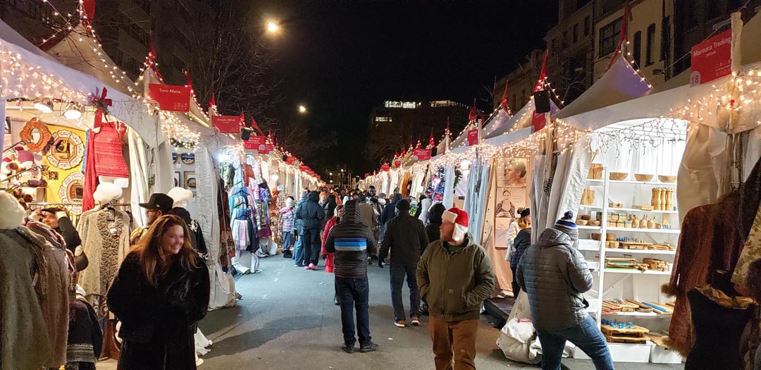 At the lighted Holiday Market at Dupont Circle