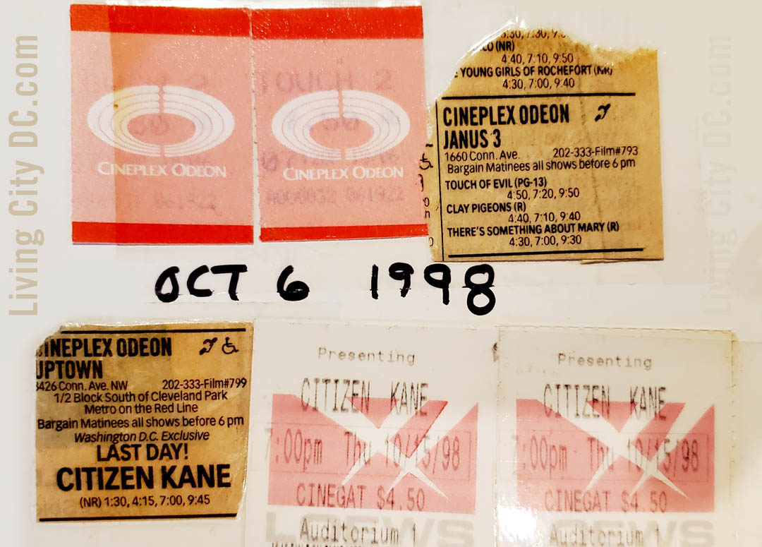 Movie Tickets of Washington DC 1998