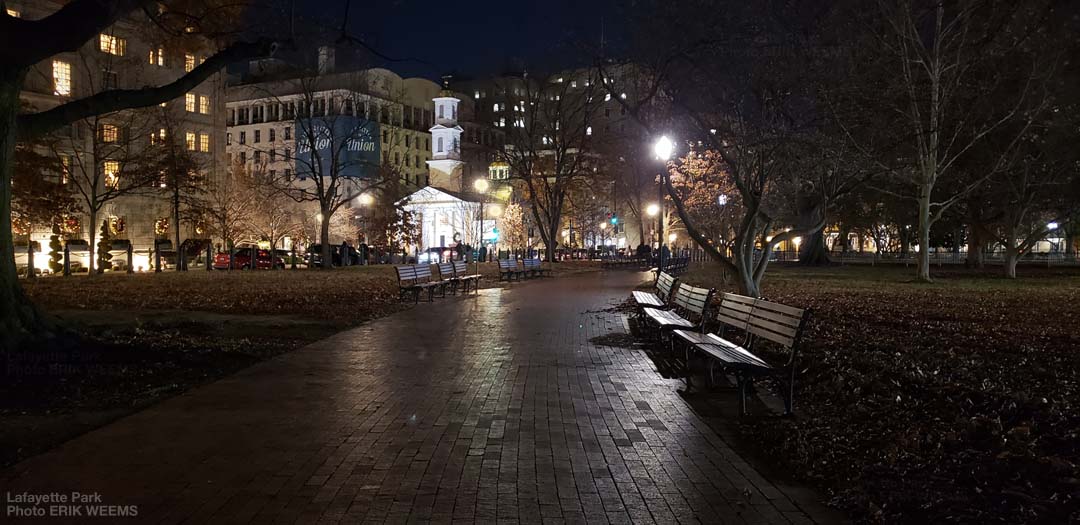 Lafayette Park at night