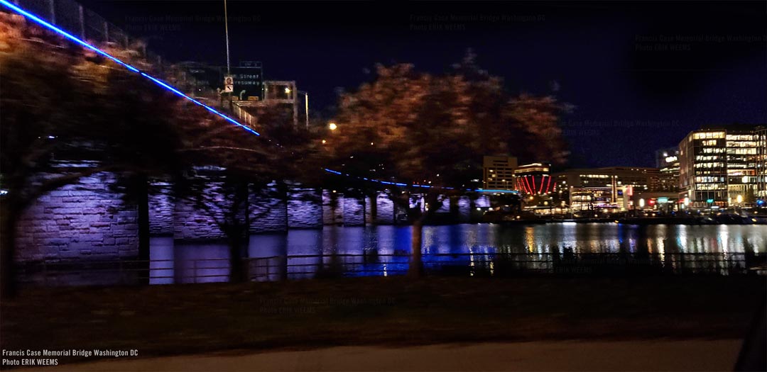 The Francis Case Memorial Bridge at night in Washington DC