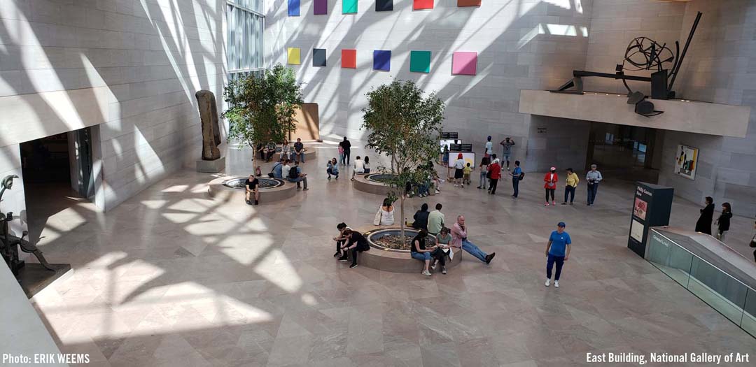 Large open hall at East Building, National Gallery of Art in DC