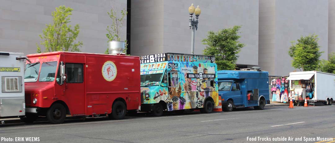 Food Trucks lined up outside Air and Space Museum