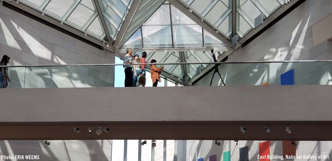 The walking bridge inside the East Building, National Gallery of Art