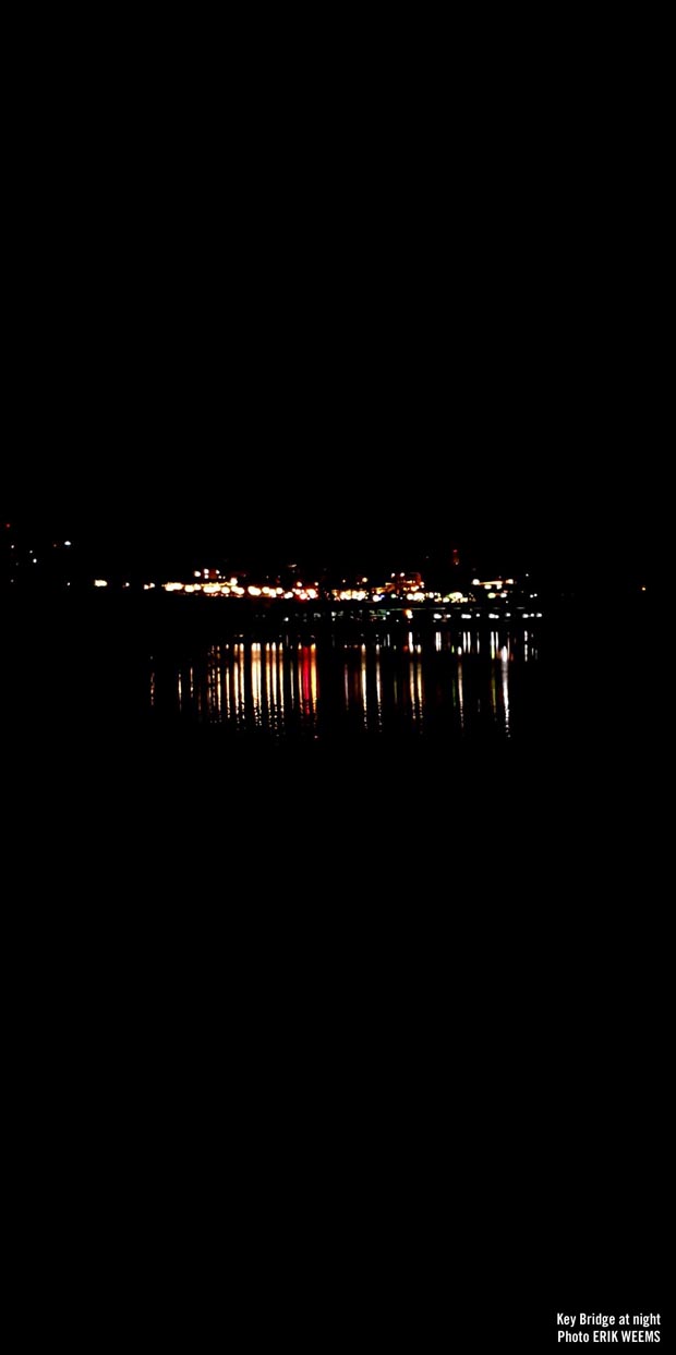 Key Bridge at night