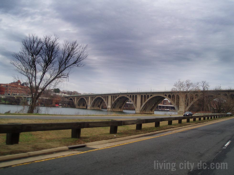 Key Bridge - winter sky Potomac - Washington DC
