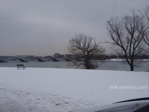Memorial Bridge in the Snow and Ice Washington DC