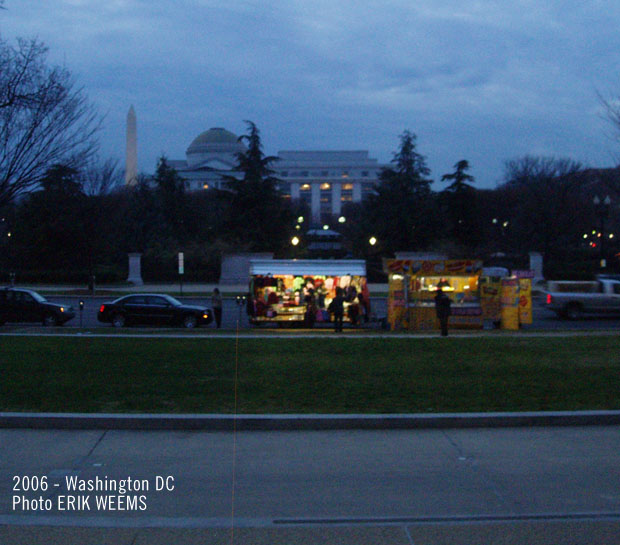 National Mall tourist stands night time