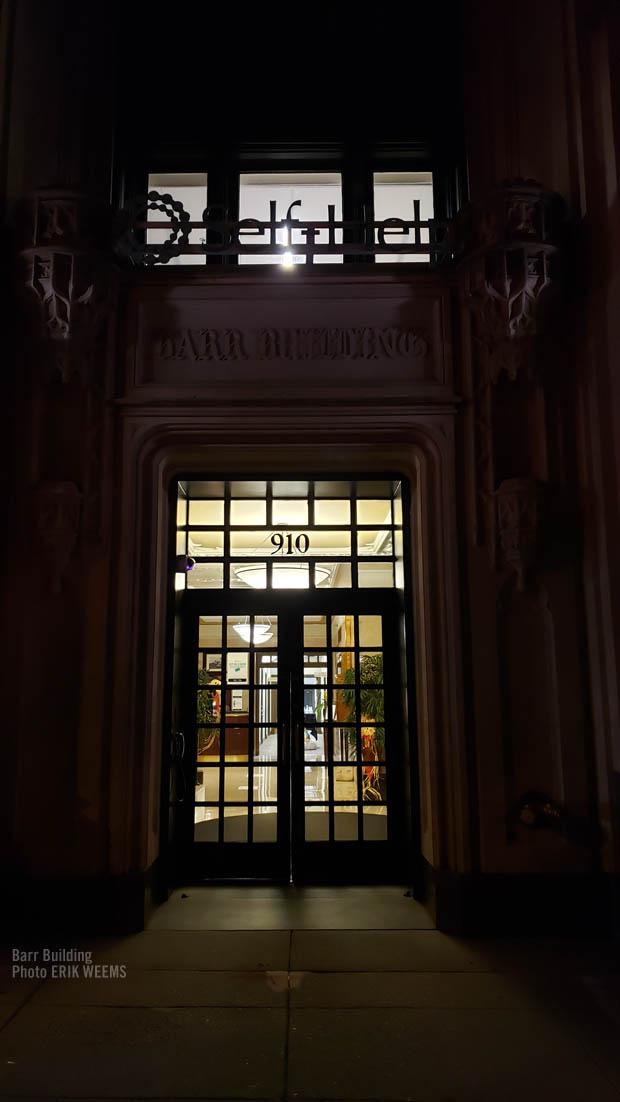 Barr Building  Entrance at night