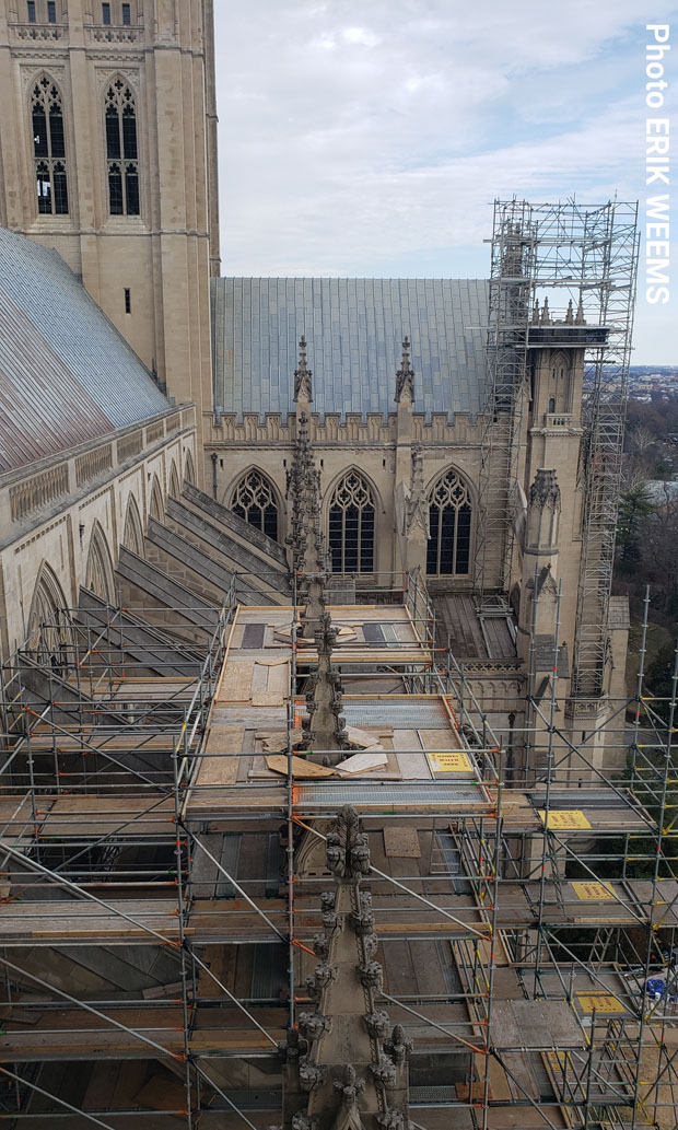 On roofline on National Cathedral