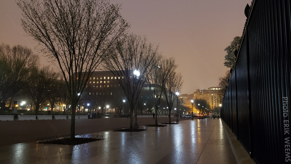 Looking up Pennsylvania Avenue after rain near the White House
