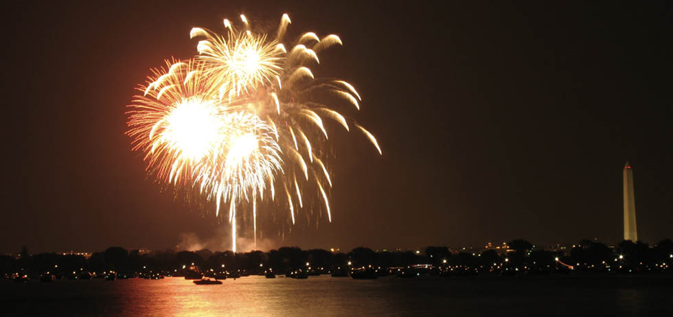 Fireworks on the Potomac and Washington Monument